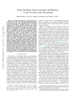 Purely Geometric Scene Association and Retrieval - A Case for Macro
  Scale 3D Geometry