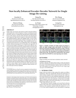 Non-locally Enhanced Encoder-Decoder Network for Single Image De-raining