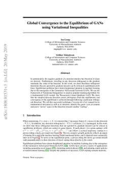 Global Convergence to the Equilibrium of GANs using Variational
  Inequalities