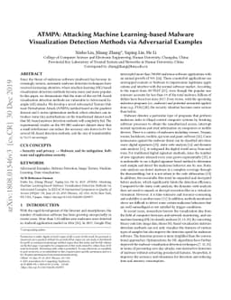ATMPA: Attacking Machine Learning-based Malware Visualization Detection
  Methods via Adversarial Examples