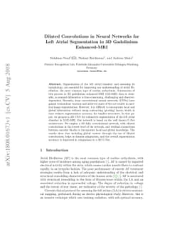 Dilated Convolutions in Neural Networks for Left Atrial Segmentation in
  3D Gadolinium Enhanced-MRI