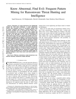 Know Abnormal, Find Evil: Frequent Pattern Mining for Ransomware Threat
  Hunting and Intelligence