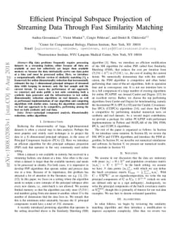 Efficient Principal Subspace Projection of Streaming Data Through Fast
  Similarity Matching