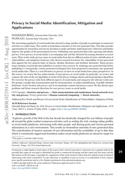Privacy in Social Media: Identification, Mitigation and Applications