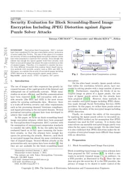 Security Evaluation for Block Scrambling-Based Image Encryption
  Including JPEG Distortion against Jigsaw Puzzle Solver Attacks