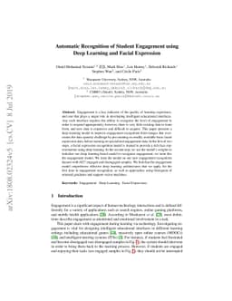 Automatic Recognition of Student Engagement using Deep Learning and
  Facial Expression