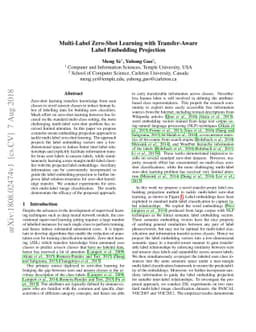 Multi-Label Zero-Shot Learning with Transfer-Aware Label Embedding
  Projection