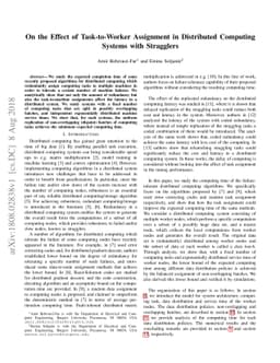 On the Effect of Task-to-Worker Assignment in Distributed Computing
  Systems with Stragglers