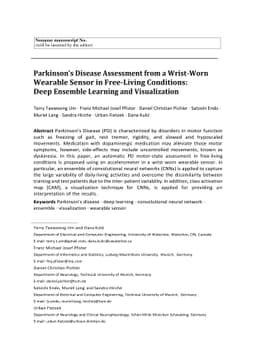 Parkinson's Disease Assessment from a Wrist-Worn Wearable Sensor in
  Free-Living Conditions: Deep Ensemble Learning and Visualization
