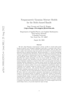 Nonparametric Gaussian Mixture Models for the Multi-Armed Bandit