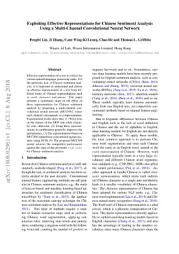 Exploiting Effective Representations for Chinese Sentiment Analysis
  Using a Multi-Channel Convolutional Neural Network