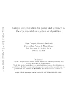 Sample size estimation for power and accuracy in the experimental
  comparison of algorithms