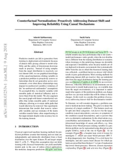 Counterfactual Normalization: Proactively Addressing Dataset Shift and
  Improving Reliability Using Causal Mechanisms