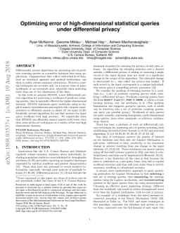 Optimizing error of high-dimensional statistical queries under
  differential privacy