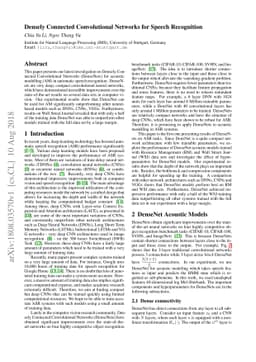 Densely Connected Convolutional Networks for Speech Recognition