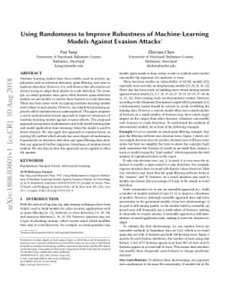 Using Randomness to Improve Robustness of Machine-Learning Models
  Against Evasion Attacks