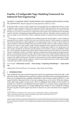 Familia: A Configurable Topic Modeling Framework for Industrial Text
  Engineering