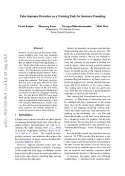 Fake Sentence Detection as a Training Task for Sentence Encoding