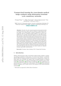 Unsupervised learning for cross-domain medical image synthesis using
  deformation invariant cycle consistency networks