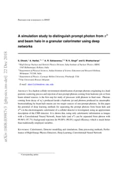 A simulation study to distinguish prompt photon from $π^0$ and beam
  halo in a granular calorimeter using deep networks