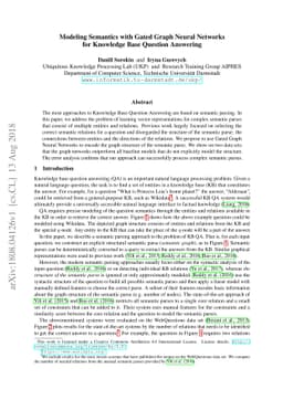 Modeling Semantics with Gated Graph Neural Networks for Knowledge Base
  Question Answering