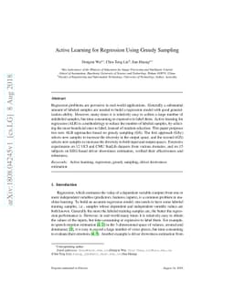 Active Learning for Regression Using Greedy Sampling