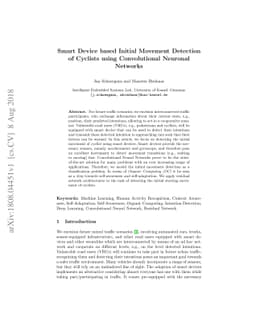 Smart Device based Initial Movement Detection of Cyclists using
  Convolutional Neuronal Networks