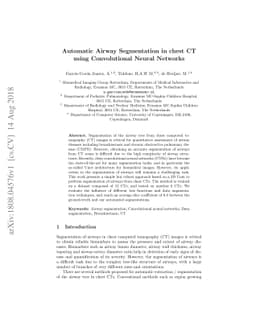 Automatic Airway Segmentation in chest CT using Convolutional Neural
  Networks