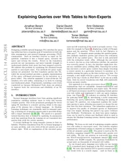 Explaining Queries over Web Tables to Non-Experts