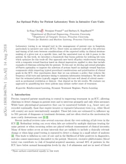An Optimal Policy for Patient Laboratory Tests in Intensive Care Units