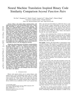 Neural Machine Translation Inspired Binary Code Similarity Comparison
  beyond Function Pairs