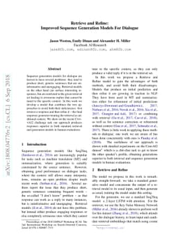 Retrieve and Refine: Improved Sequence Generation Models For Dialogue
