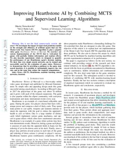 Improving Hearthstone AI by Combining MCTS and Supervised Learning
  Algorithms