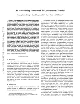 An Auto-tuning Framework for Autonomous Vehicles