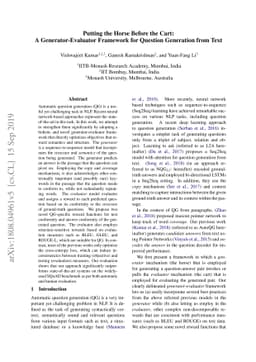 Putting the Horse Before the Cart:A Generator-Evaluator Framework for
  Question Generation from Text