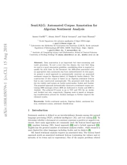 SentiALG: Automated Corpus Annotation for Algerian Sentiment Analysis