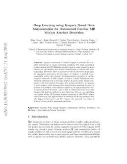 Deep Learning using K-space Based Data Augmentation for Automated
  Cardiac MR Motion Artefact Detection