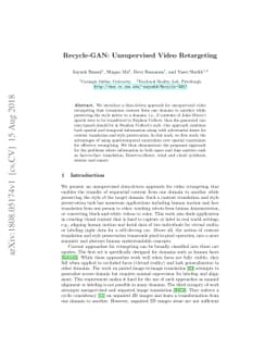 Recycle-GAN: Unsupervised Video Retargeting