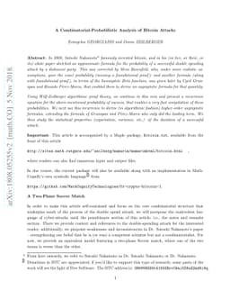 A Combinatorial-Probabilistic Analysis of Bitcoin Attacks