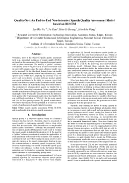 Quality-Net: An End-to-End Non-intrusive Speech Quality Assessment Model
  based on BLSTM