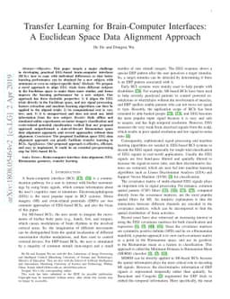 Transfer Learning for Brain-Computer Interfaces: A Euclidean Space Data
  Alignment Approach