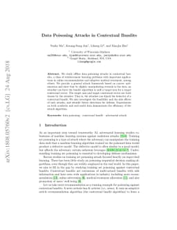 Data Poisoning Attacks in Contextual Bandits