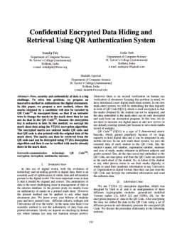 Confidential Encrypted Data Hiding and Retrieval Using QR Authentication
  System