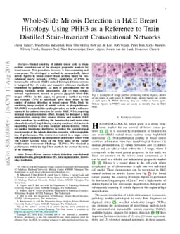 Whole-Slide Mitosis Detection in H&E Breast Histology Using PHH3 as a
  Reference to Train Distilled Stain-Invariant Convolutional Networks