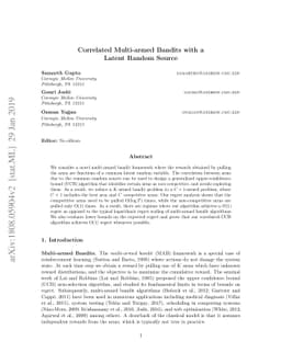 Correlated Multi-armed Bandits with a Latent Random Source
