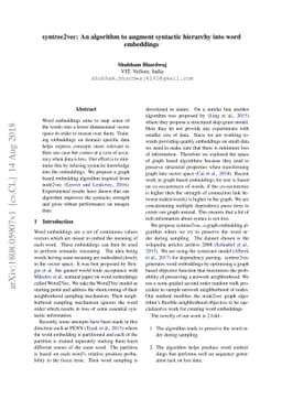 Syntree2Vec - An algorithm to augment syntactic hierarchy into word
  embeddings