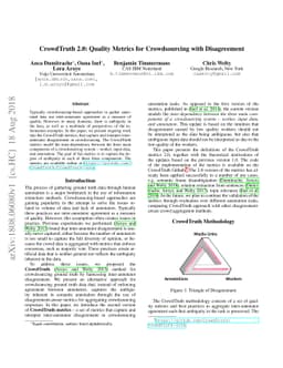 CrowdTruth 2.0: Quality Metrics for Crowdsourcing with Disagreement
