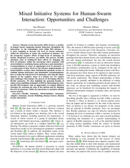 Mixed Initiative Systems for Human-Swarm Interaction: Opportunities and
  Challenges