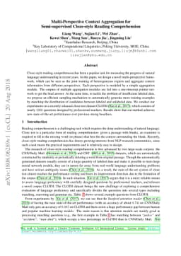 Multi-Perspective Context Aggregation for Semi-supervised Cloze-style
  Reading Comprehension
