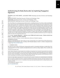 Authenticating On-Body Backscatter by Exploiting Propagation Signatures